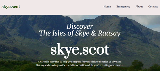 Screenshot from the skye.scot website